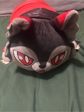 Red and Black Plush Wolf Stuffed Animal Toy